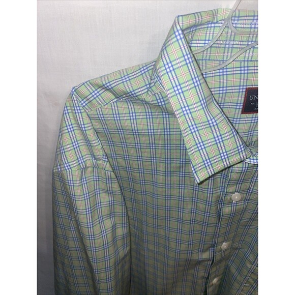 Untuckit Men’s Dress Shirt Size 3XL Green Blue Gingham Business Formal City - Picture 5 of 12